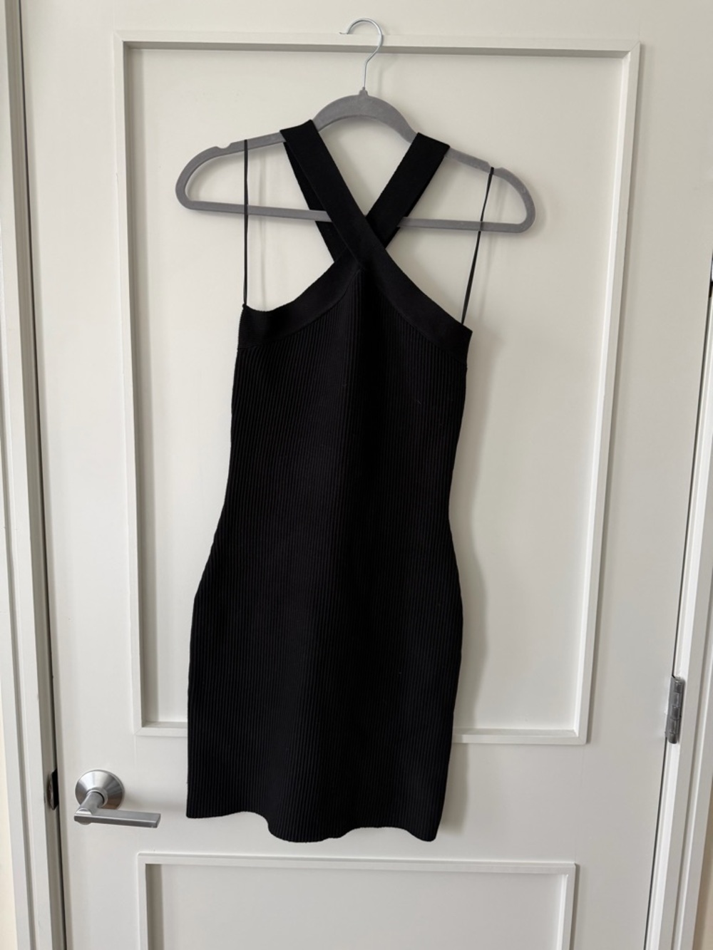 House of Harlow 1960 Black Ribbed Cross-Back Mini Dress